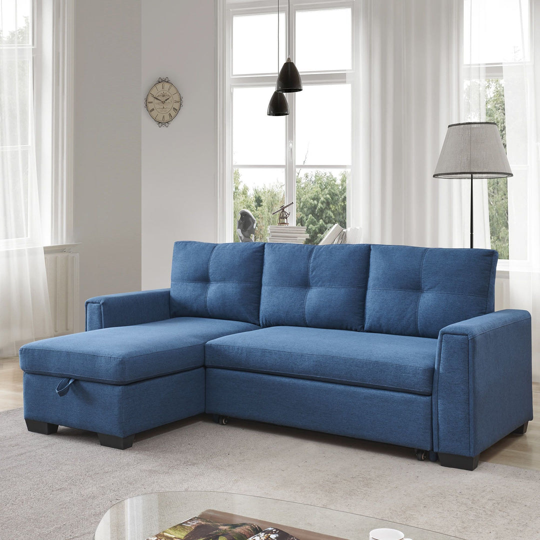 92" Blue Convertible Sleeper Sofa – Space-Saving Luxury for Modern Living