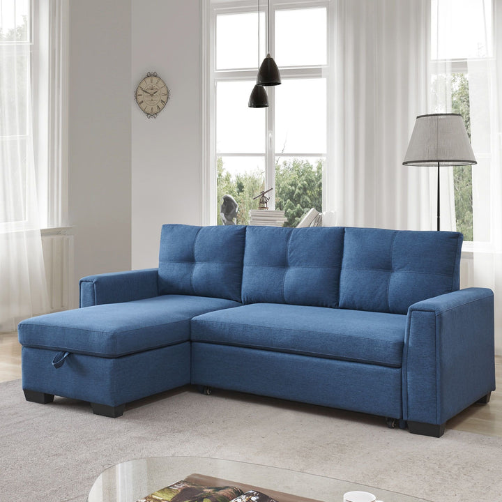 92" Blue Convertible Sleeper Sofa – Space-Saving Luxury for Modern Living