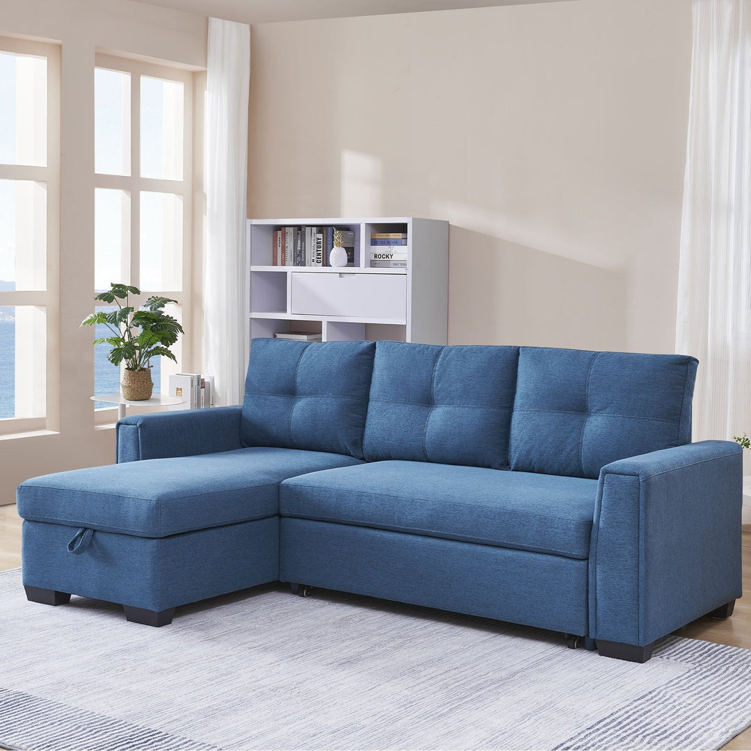 92" Blue Convertible Sleeper Sofa – Space-Saving Luxury for Modern Living