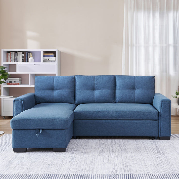 92" Blue Convertible Sleeper Sofa – Space-Saving Luxury for Modern Living