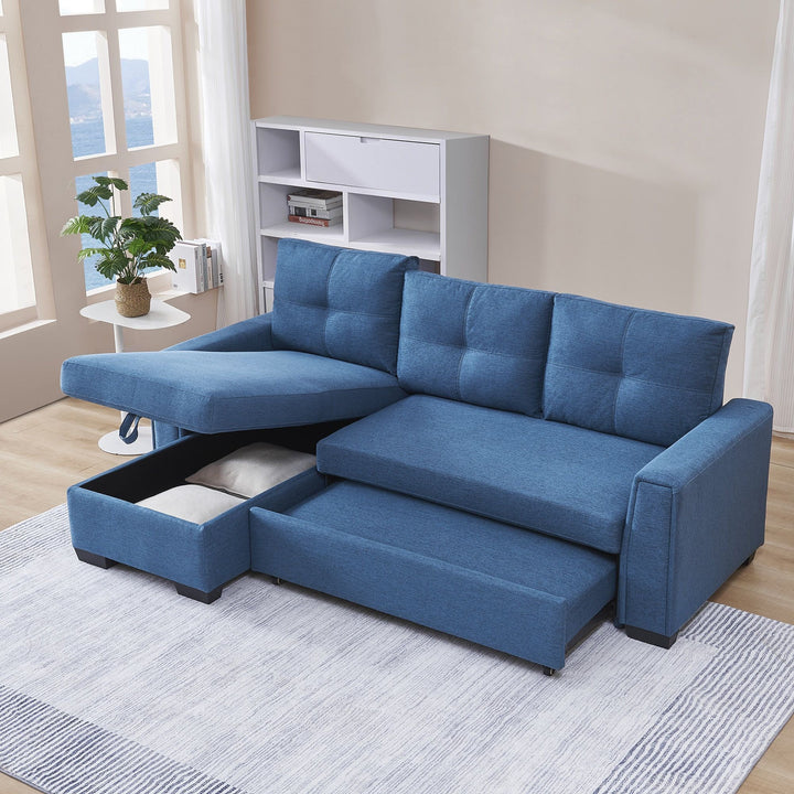 92" Blue Convertible Sleeper Sofa – Space-Saving Luxury for Modern Living