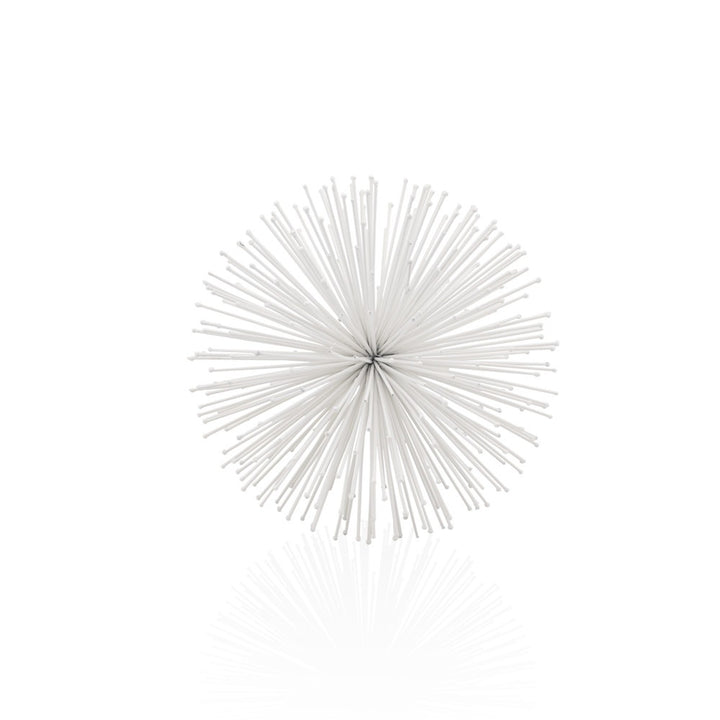 8" Silver Metal Spiky Sphere Tabletop Sculpture