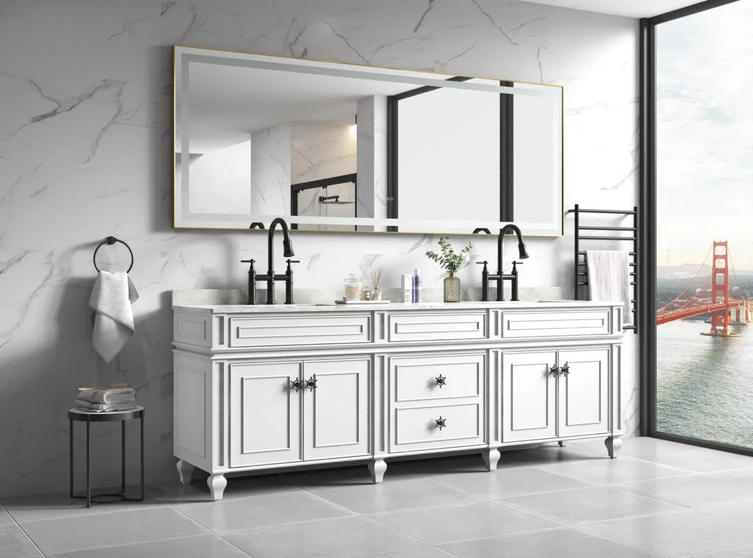 118″ × 36″ LED Vanity Mirror with Aluminum Frame, Anti-Fog & Stepless Dimming | Trufairs