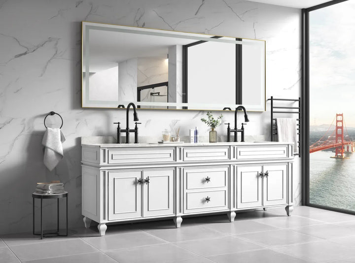 118″ × 36″ LED Vanity Mirror with Aluminum Frame, Anti-Fog & Stepless Dimming | Trufairs