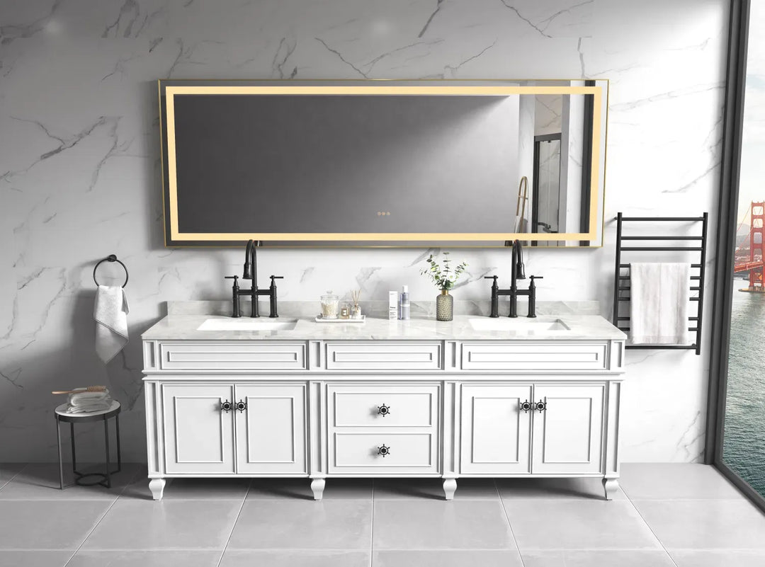 118″ × 36″ LED Vanity Mirror with Aluminum Frame, Anti-Fog & Stepless Dimming | Trufairs