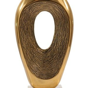 19" Gold And White Aluminum And Marble Abstract Tabletop Sculpture