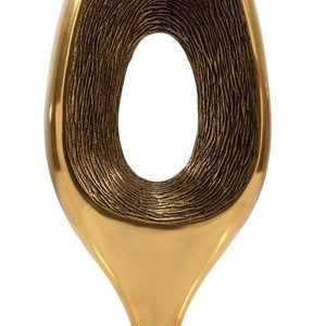 19" Gold And White Aluminum And Marble Abstract Tabletop Sculpture