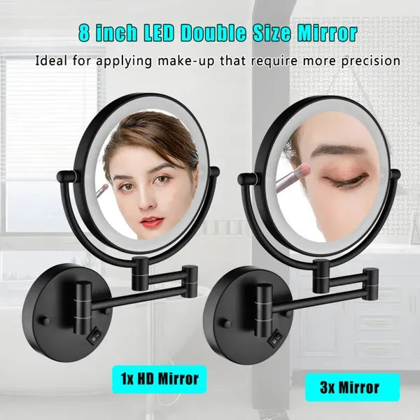 LED Wall Mount Two-Sided Magnifying Makeup Vanity Mirror