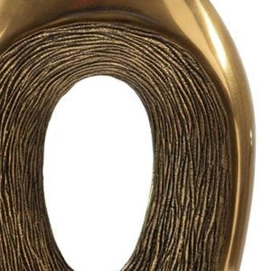 19" Gold And White Aluminum And Marble Abstract Tabletop Sculpture