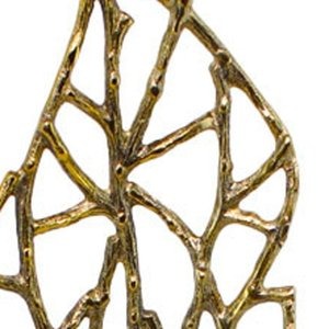 26" Gold And Black Aluminum And Marble Leaf Tabletop Sculpture