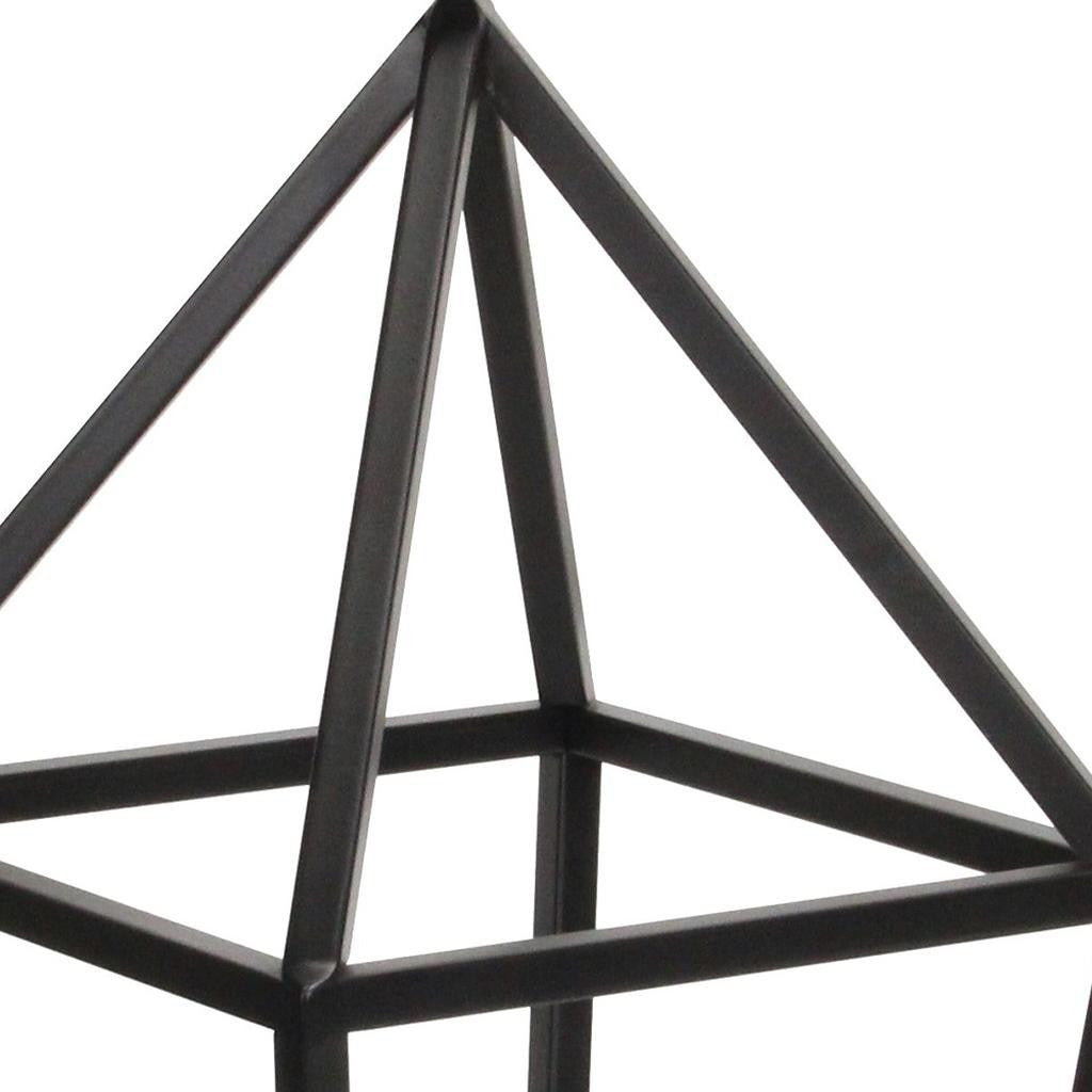 24" Black Geometric Metal Tabletop Lantern Candle Holder