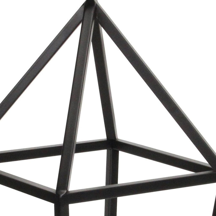 24" Black Geometric Metal Tabletop Lantern Candle Holder