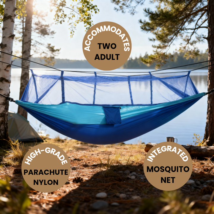 2-Person Camping Hammock with Mosquito Net – 600 lbs Load Parachute Nylon Portable Outdoor Hammock | Trufairs