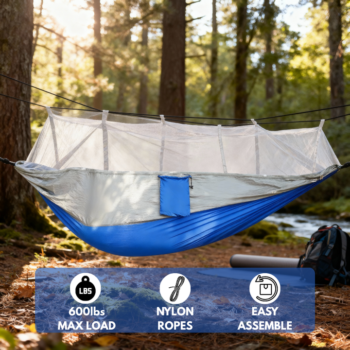 2-Person Camping Hammock with Mosquito Net – 600 lbs Load Parachute Nylon Portable Outdoor Hammock | Trufairs