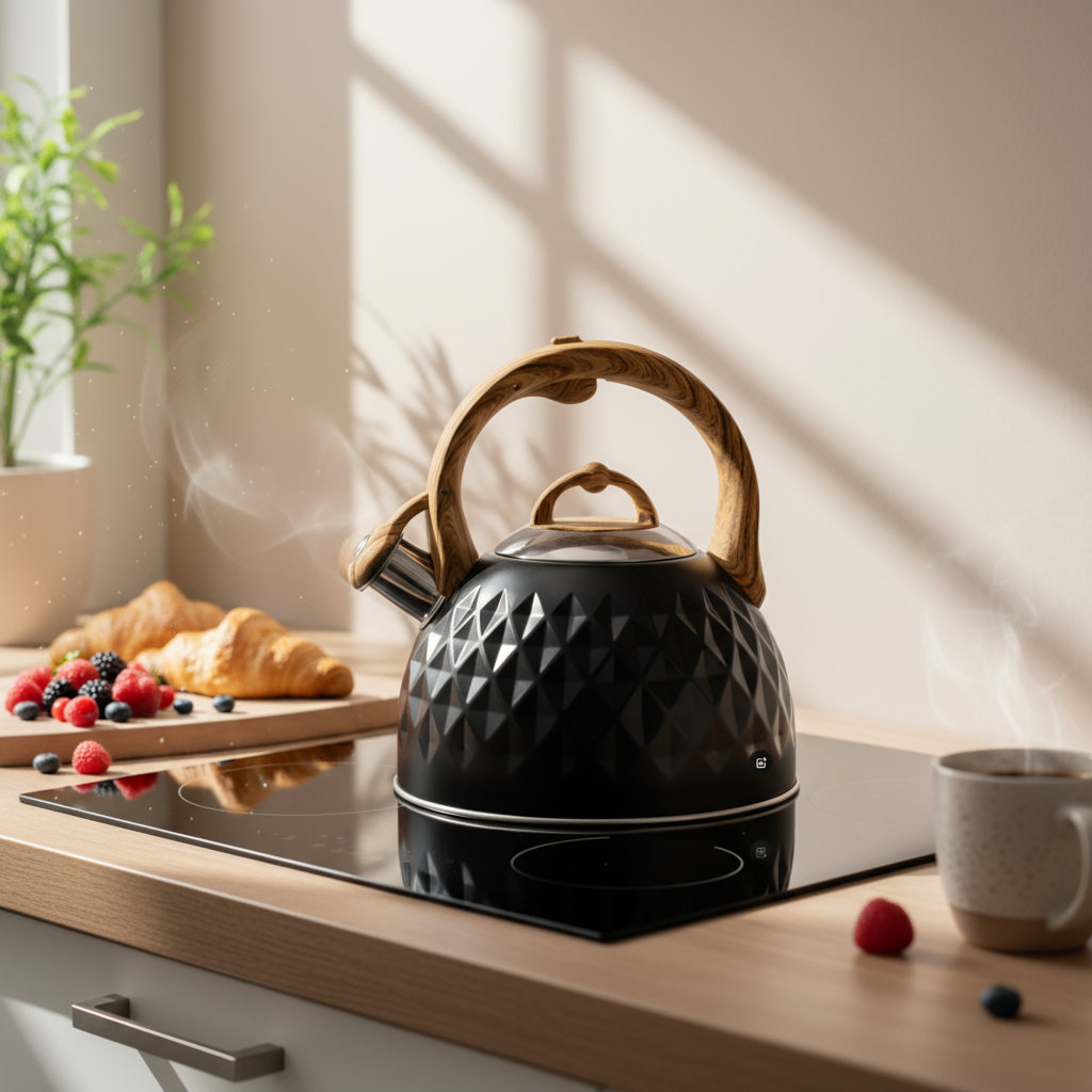 HZDH0182A2.8L induction cooker whistle kettle, diamond pattern classic kettle electric ceramic stove large capacity 2.8L hot kettle without BPA natural gas stove kettle