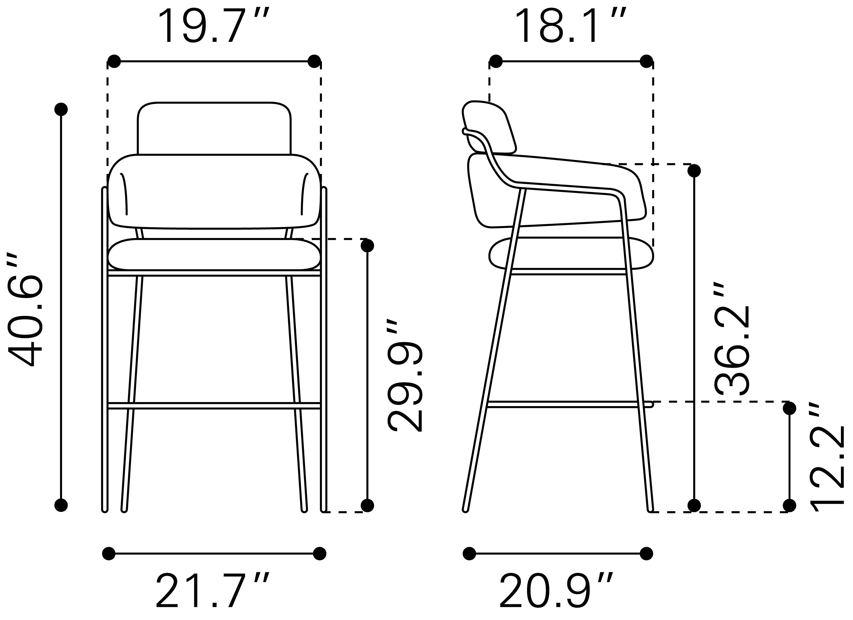 Marcel Barstool (Set of 2) Cream