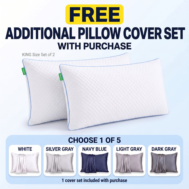 Gel Memory Foam Pillows, Set of 2 – Firm Quilted & Dual-Sided Cooling