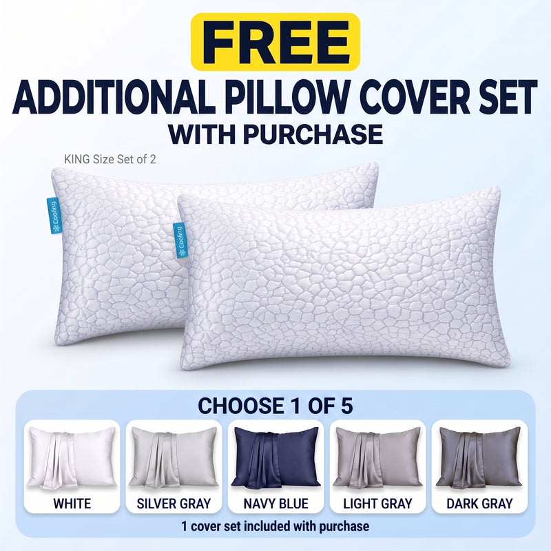 Gel Memory Foam Pillows, Set of 2 – Firm Quilted & Dual-Sided Cooling