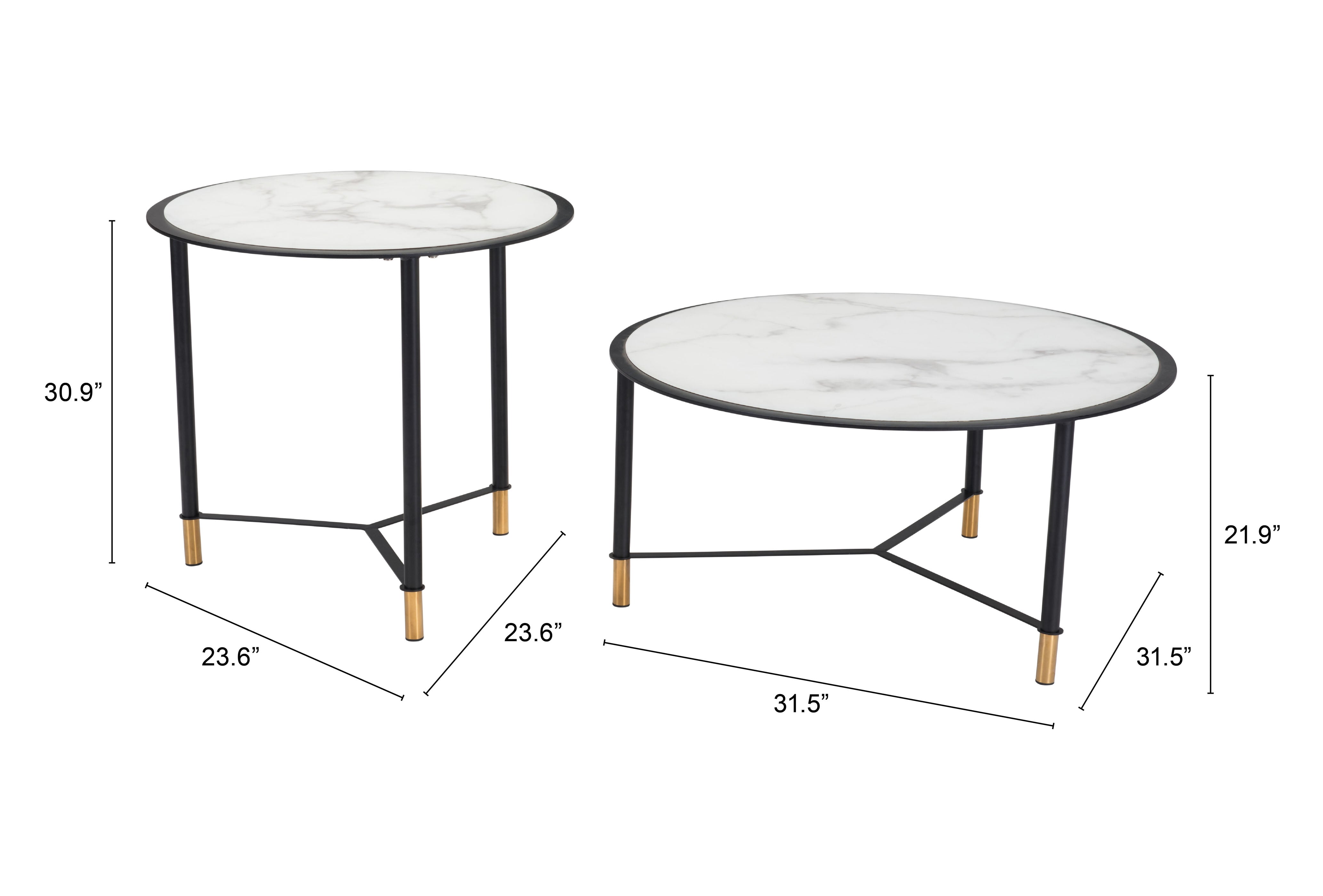 Davis Coffee Table Set White & Black