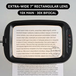 Black LED magnifying lamp glowing in a dim room, showing 5 color modes and stepless brightness dimming