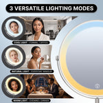 LED makeup mirror customizable 3-color lighting: cool white, natural daylight, and warm glow