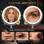 LED makeup mirror showing three color modes powered by 60 LEDs
