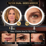 LED makeup mirror showing three color modes powered by 60 LEDs