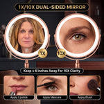 LED makeup mirror showing three color modes powered by 60 LEDs