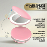 Dimension chart for the 3.3 by 2.5 inch LED travel makeup mirror