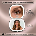 Side profile of the pink LED travel makeup mirror showing its slim, foldable design