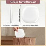 Pink LED travel makeup mirror being carried in a pocket, showing its compact size