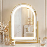 White LED vanity mirror with edge lighting and attached 20X magnifier on a marble vanity table
