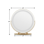 White LED vanity mirror labeled with plug-in power and no battery needed