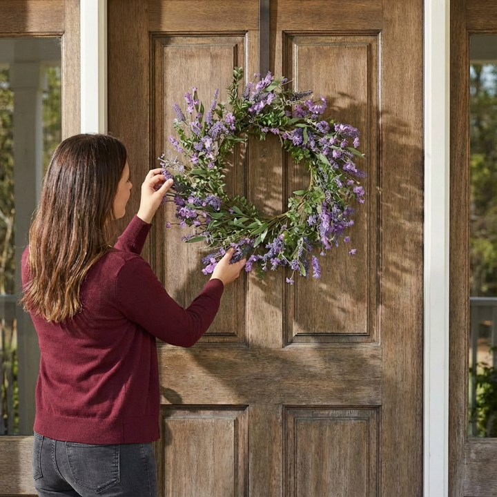 Lavender Bliss Assortment Wreath – Serene Spring Accent | Artificial Decor | Trufairs