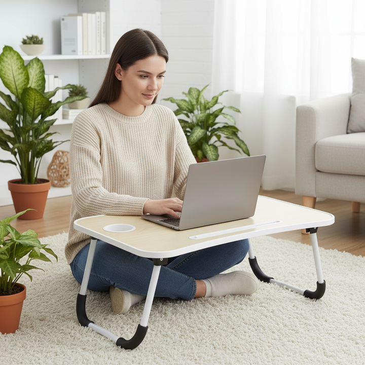 Portable Foldable Laptop Desk – Multi-Function Bed Tray with Storage | Lap Desk Workstation | Trufairs