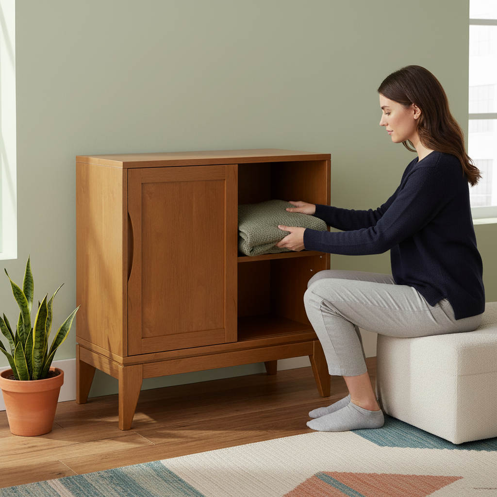 Harper - Low Storage Cabinet - Teak Brown