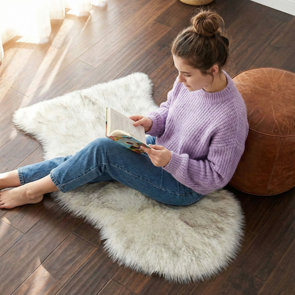 Long Fluffy Imitation Wool Rug – Premium Soft Accent Carpet | Bedroom Living Room Plush | Trufairs