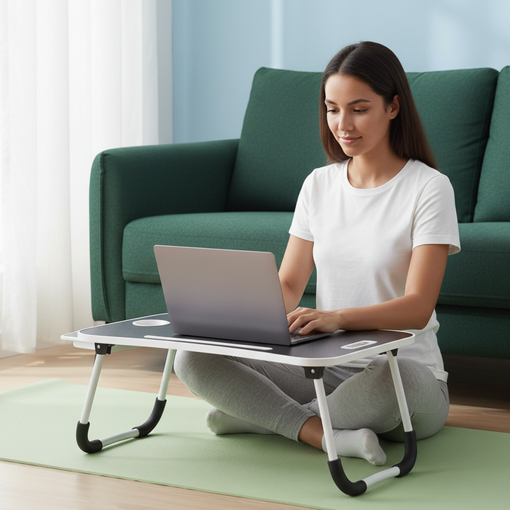 Portable Foldable Laptop Desk – Multi-Function Bed Tray with Storage | Lap Desk Workstation | Trufairs