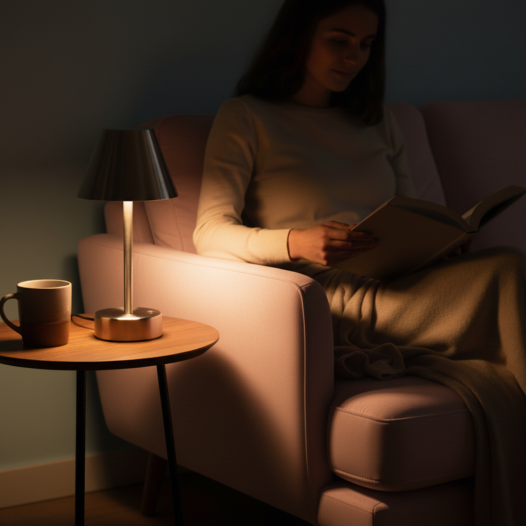 Elegance Rechargeable LED Table Lamp Brushed Nickel LED Touch Switch