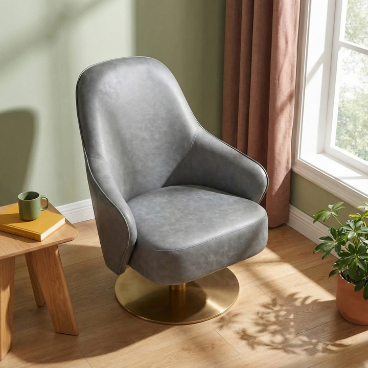 Withby Accent Chair Gray – Modern Faux Leather Lounge | Accent Seating | Trufairs