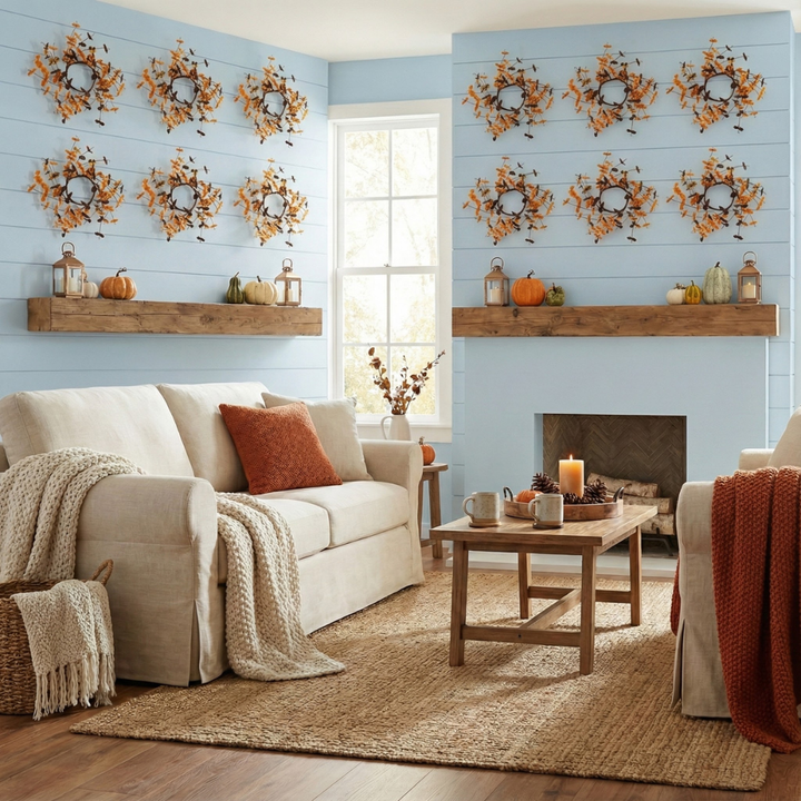 Fall Leaves Mini Wreath Set – 12 Pack 8" Botanical Table Décor | Harvest Festival Thanksgiving Decoration | Trufairs