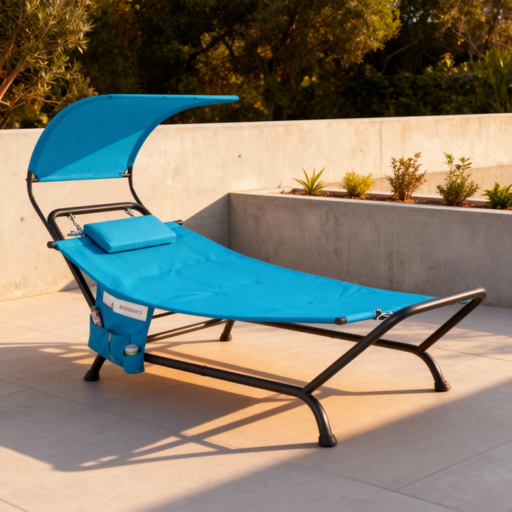 Patio Hanging Chaise Lounge Chair with Canopy & Cushion – Outdoor Floating Lounge Bed | Trufairs