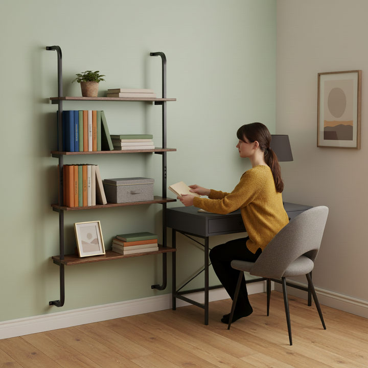 Industrial Style Shelving with Metal Frame for Living Room Kitchen