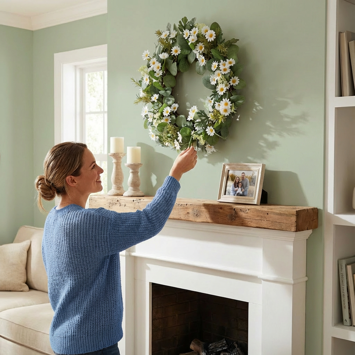 Daisy Fresh Bloom Wreath – Lively Spring Accent | Artificial Decor | Trufairs