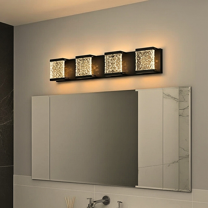 39-Inch Modern 6-Lights LED Bathroom Vanity Light Fixture in Black | Trufairs