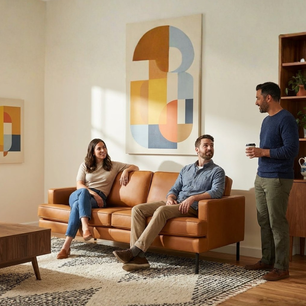 Decade Sofa Brown – Durable Vinyl & Steel Frame | Modern Stylish Seating | Trufair