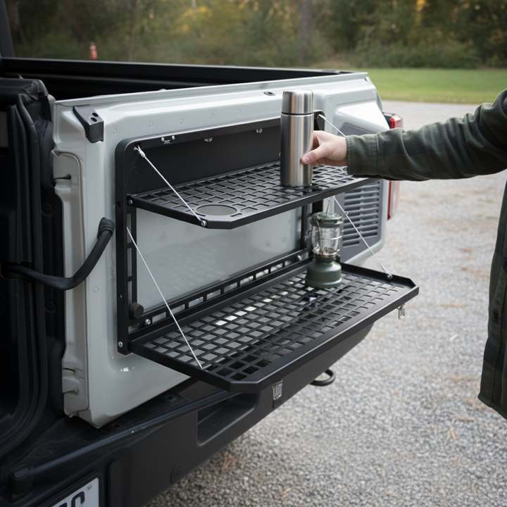 Foldable Tailgate Table for Ford Bronco 2021–2024 – Aluminum Alloy Cargo Shelf & Molle Panel | Trufairs