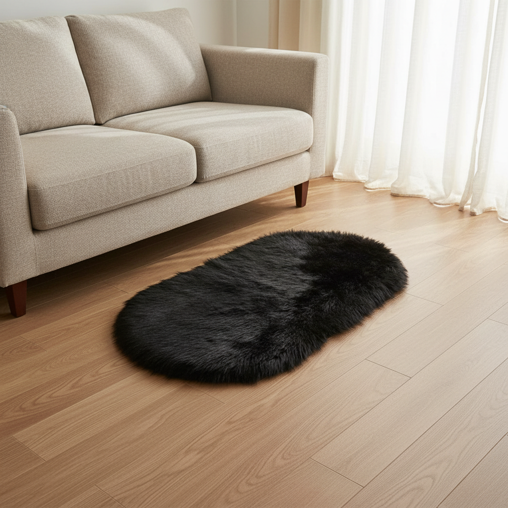 Super Soft Fluffy Faux Sheepskin Oval Area Rug – Plush Shaggy Bedside & Living Room Carpet | Trufairs