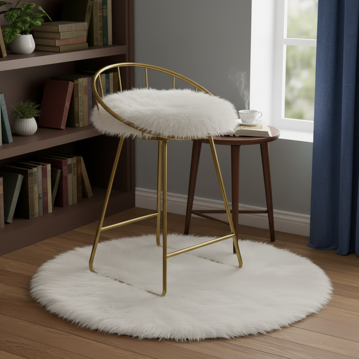 Round Faux Fur Sheepskin Rug – Ultra-Soft Plush Accent | Multipurpose Living Room & Decor | Trufairs