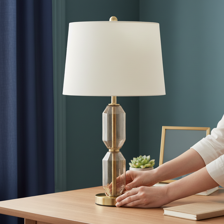 Faceted Brown Glass Table Lamp